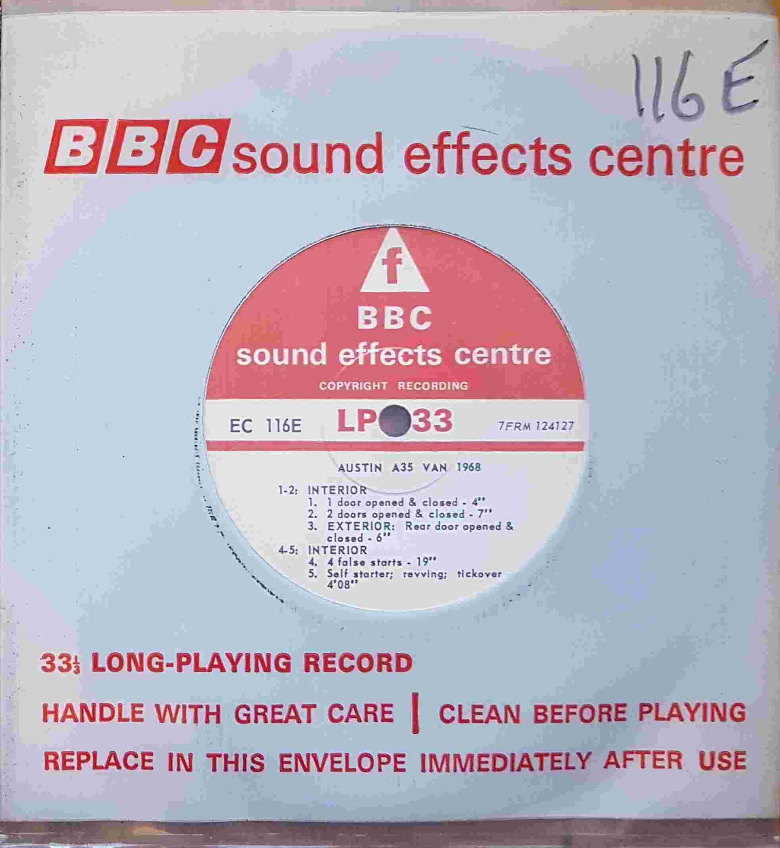 Picture of EC 116E Austin A35 van 1968 (Interior) by artist Not registered from the BBC records and Tapes library